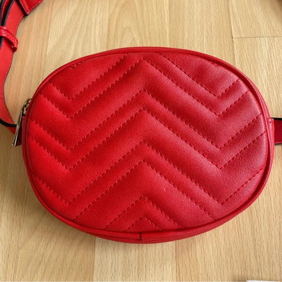 Red Quilted Leather Belt Bag Crossbody Bag Hip pack Belly Bag Fanny pack Chest - Picture 2 of 11